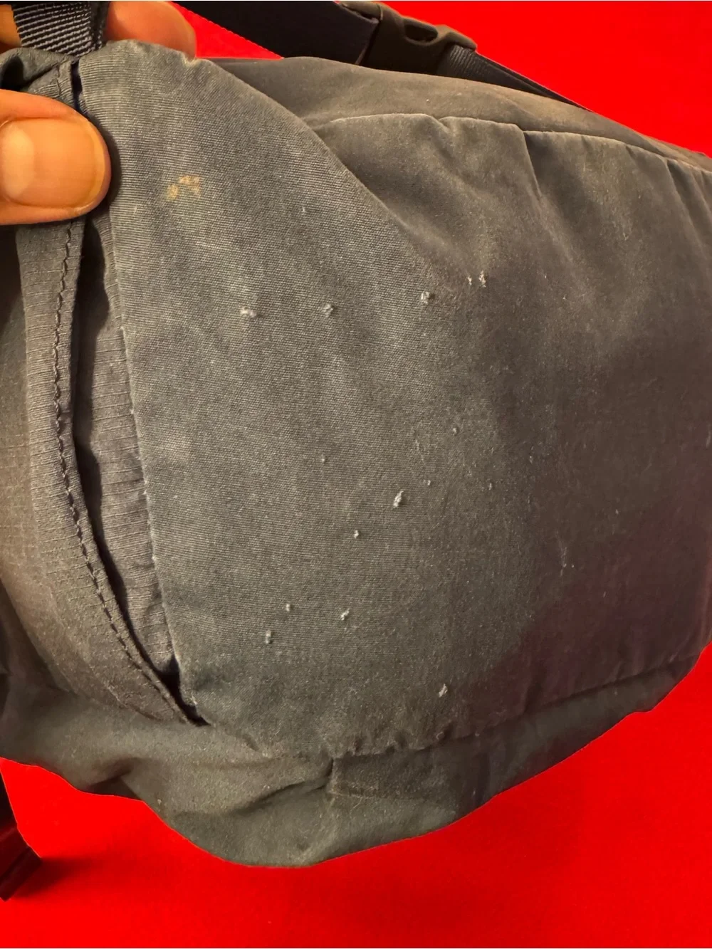 Fjallraven Navy Roll-Top Backpack with Leather Patch